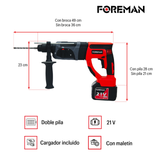 Rotomartillo inalámbrico 21V FO-24AVT Foreman