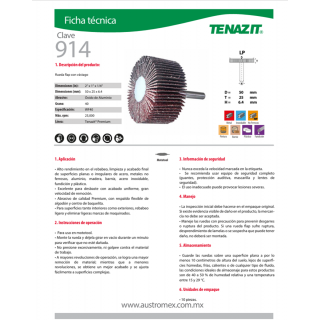 Rueda flap con vástago grano 40 2X1X1/4 914 Austromex