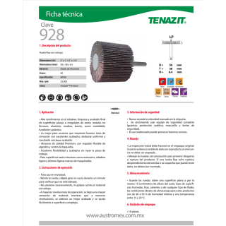 Rueda flap con vástago grano 60 2X1-1/2 928 Austromex