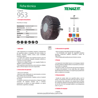 Rueda flap con vástago 2-1/2X1X1/4 953 Austromex