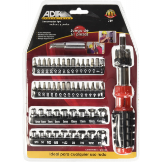 Desarmador con puntas intercambiables 61 Pz AD-789 Adir