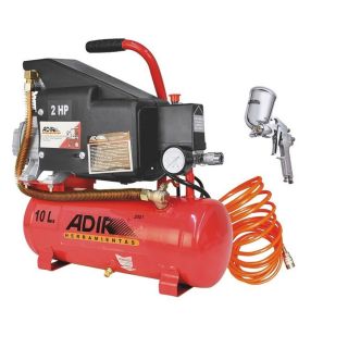 Combo Compresora 2 HP 10Lts Pistola y Manguera 2001 Adir
