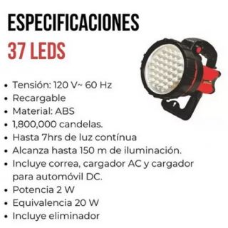 Lampara portátil recargable 37 leds AD-1619 Adir