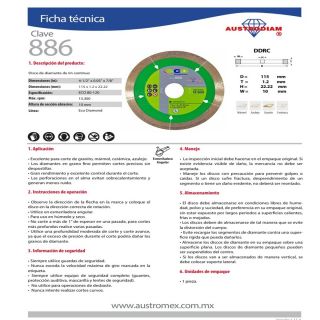 Disco de diamante turbo corte granito 4" 866 Austromex