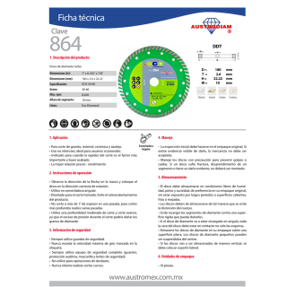 Disco de Diamante Turbo Granito 7” 864 Austromex