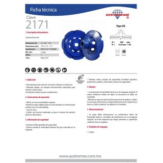 Copa de diamante segmentada Easy-cut 4 Pulg 2171 Austromex
