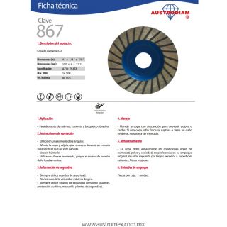 Copa de diamante azul turbo 867 Austromex