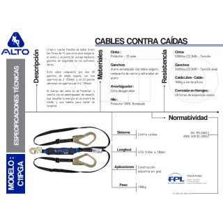 Cable contra caídas 1 Pulg C11PG Alto Altura Segura
