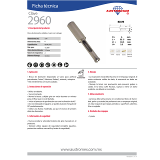 Broca de Diamante 1/4” 2960 Austromex