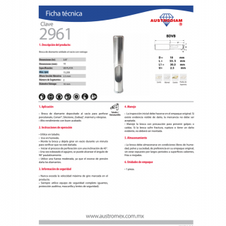 Broca de Diamante 3/8” 2961 Austromex