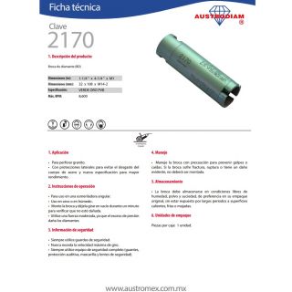 Broca de diamante para granito 2170 M14-2 Austromex