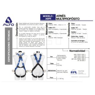 Arnés Multipropósito 6 anillos A6PR Alto Altura Segura