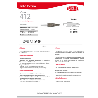 Punta Montada Acero Inoxidable A-1 412 Austromex