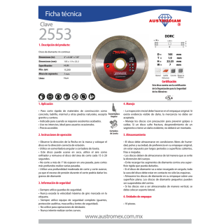 Disco de diamante rin continuo HUM 4 Pulg 2553 Austromex