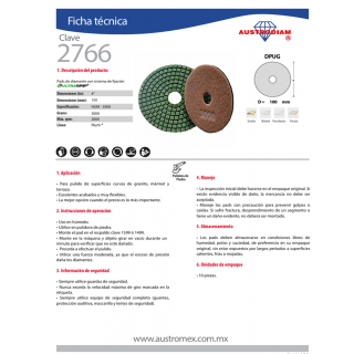 Pad de diamante Pulido en húmedo grano 3000 Easy-cut 4 Pulg Austromex