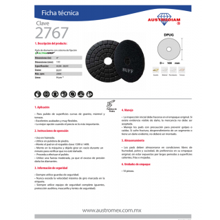 Pad de diamante Pulido en húmedo BUFF Easy-cut 4 Pulg Austromex