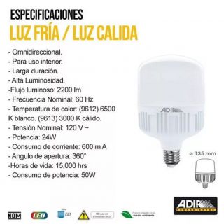 Lampara omnidireccional Jumbo de led 50W T135 9612 Adir
