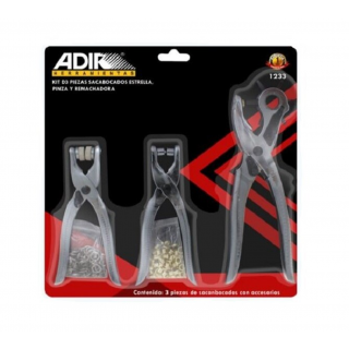Sacabocado pinza y ojilladora 3 Pz 1233 Adir