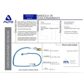 Bandola de posicionamiento 1.80MT B2KT-STD Alto Altura Segura