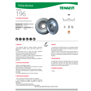 Disco Curvo Para Desbaste Madera 4" 196 Tenazit
