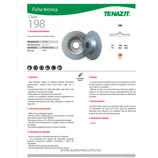 Disco Plano Para Desbaste Madera 4" 198 Tenazit
