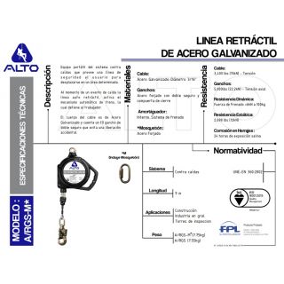 Cable de acero 9 Mts WS30FT Alto Altura Segura