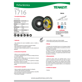 Disco Laminado TZA G40 4-1/2” 1716 Austromex