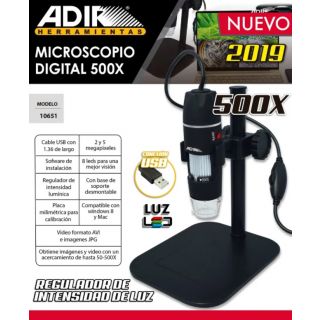 Microscopio lupa de reparación 8 LED 50X-500X AD-10651 Adir