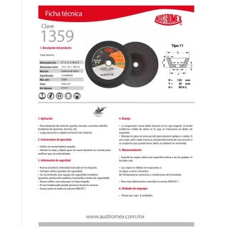 Copa Desbaste Piedra G16 5" x 2" x M14-2 1359 Austromex