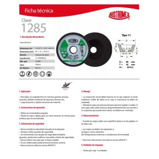 Copa Mini Desbaste Piedra G120 3-5/32" x 1-3/4" x M14-2 1285 Austromex