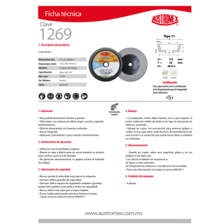 Copa Shellac - Easy Cut- C4 5" x 2" x M14-2 1269 Austromex