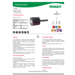 Rueda flap con vástago grano 80 1x1x1/4 906 Austromex