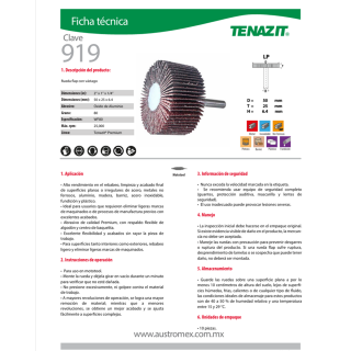 Rueda flap con vástago grano 80 2X1X1/4 919 Austromex