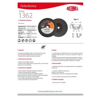 Copa Desbaste Piedra G60 5" x 2" x M14-2 1362 Austromex