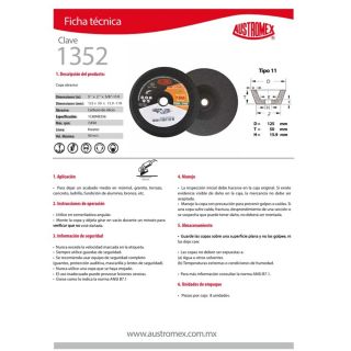 Copa Para Desbaste Piedra G60 5" x 2"x 5/8"-11H 1352 Austromex