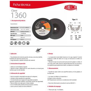 Copa Desbaste Piedra G24 5" x 2" x M14-2 1360 Austromex