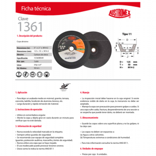 Copa Desbaste Piedra G36 5" x 2" x M14-2 1361 Austromex