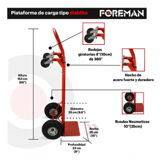 Diablo de plataforma 2 posiciones 400kg Foreman
