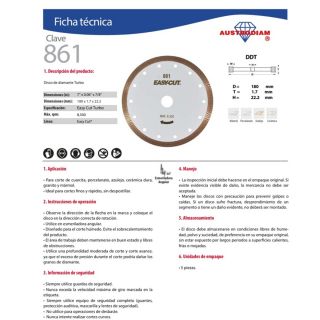 Disco para corte de piedra 7 pulg 861 Austromex