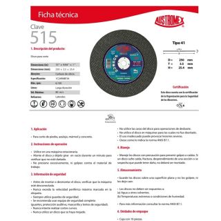 Disco para corte de piedra 10 Pulg 515 Austromex