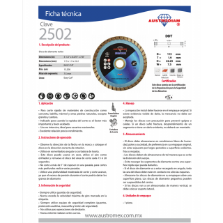Disco de diamante turbo Easy-cut 4-1/2 Pulg 2502 Austromex