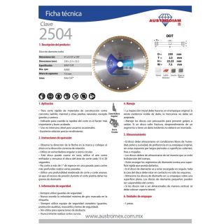 Disco de diamante turbo Easy-cut 9 Pulg 2504 Austromex